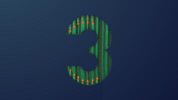 Art of number 1 with green line pattern and small orange candle. vector