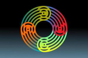a colorful circular maze with four different colors vector
