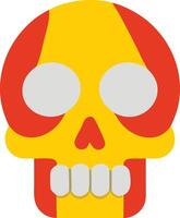 a yellow and red skull with a red and yellow top that says skull vector