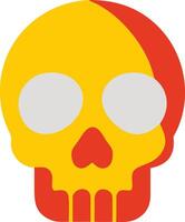 a yellow and red skull with a red band around it. vector
