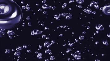 Floating metal bubbles in a shape of bagel on a black background. Motion. Randomly moving particles. video