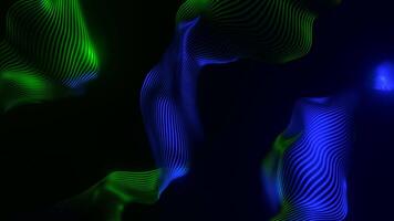 Green and blue background. Design.Bright wavy lines forming patterns and swaying in different directions in the animation. video