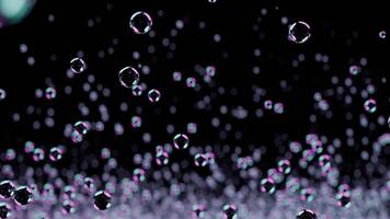 An Abstract Representation of Water Droplets Set Against a Black Background Surface. Design video