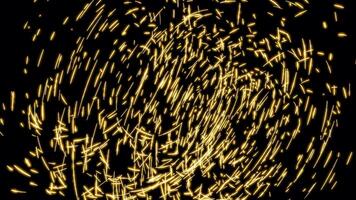 Vortex flow with neon dots. Design. Laser dots and beams move in stream. Circular chaotic flow of luminous particles video