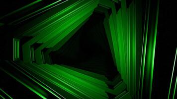 3D futuristic space and time tunnel of triangle shape. Design. Flying inside futuristic alien corridor. video