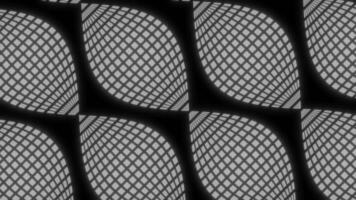 Moving pattern with retro 3d lines. Design. Abstract floral lines move on black background. Lines with shaft move in 3d pattern with grid video