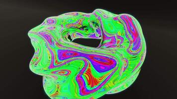 Abstract spinning transforming and changing torus figure isolated on a black background. Design. Rotating neon colorful figure. video