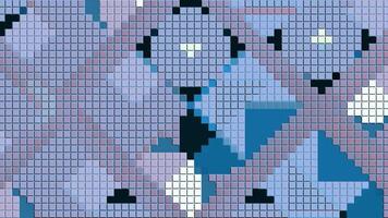 A bright stained glass window made of small squares. Motion.Multicolored pixels in animation drawing patterns . video
