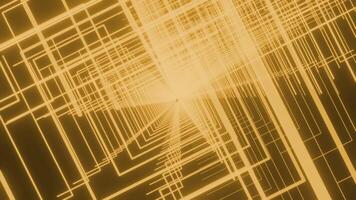 Animation with rotating square tunnel. Design. Neon linear squares in rotating tunnel. Beautiful dizzying tunnel of neon squares video