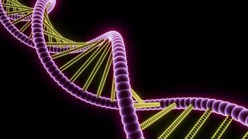 Beautiful moving spiral with DNA. Design. Rotating 3d spiral with glowing lines and dots. Neon DNA Card Spiral video