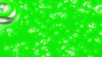 verde y rojo antecedentes. movimiento.brillante grande denso burbujas en abstracción ese mosca en diferente direcciones. video