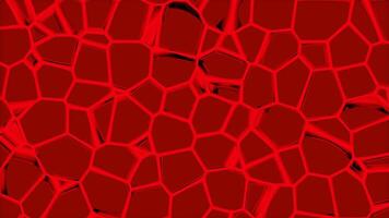 Red background. Design.A bright ornament made of small dark particles that is blown up in abstraction. video