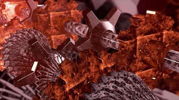 Gears rotating in a mechanical device. Motion. Abstract animated spinning cog wheels, machinery concept. video