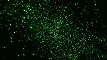 Moving stream of luminous particles of space. Design. Cosmic cloud of shining stars on black background. Luminous particles or stars in cosmic stream video