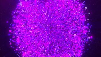 Magic pink animation with sphere of particles and rays becoming smaller. Motion. Particles moving towards the screen center. video