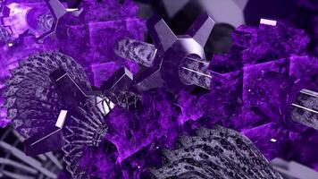 Virtual 3d engine. Motion. Moving 3d mechanism with gears and pipes. Working abstract mechanism or generator video