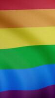 The gay pride rainbow flag waving in slow motion, seamlessly looped, close up, isolated on alpha channel with black and white luminance matte. Realistic rainbow flag waving in the wind. Seamless loop video