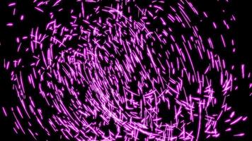 Black background. Design.Bright violet rays with a reflection that run over a dark background and sparkle in abstraction. video