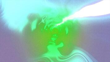 Red and green thick liquid. Motion.Neon shiny spots in the tunnels twisting in different directions in the animation. video