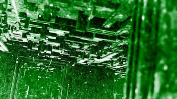Golden and green tunnel. Motion.Shiny corridors made in 3d format are turned over and twisted in different directions. video