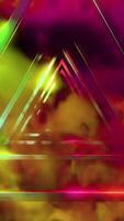 Bright contrasting clouds and triangular tunnel. Design. Flying inside beautiful corridor of geometric shapes. video