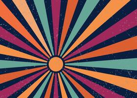 Sun with Rays Retro Color in Black Background vector