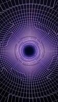 Beautiful, abstract, round tunnel with pink Light lines moving fast, seamless loop. Flying through futuristic tunnel with neon Lights. video