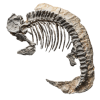 Fossilized marine creature skeleton on display png
