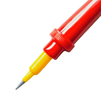 Close-up of a red and yellow marker in use png