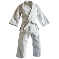 White martial arts uniform displayed on a stand png