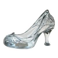 Elegant glass slipper on display in bright light png