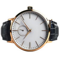 3D Render of a Classic Gold and White Watch with Leather Band png