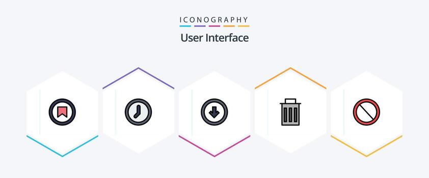 User Interface 25 FilledLine icon pack including interface trash arrow interface down vector