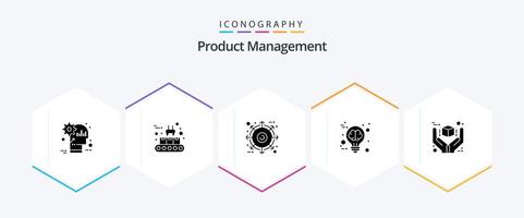Product Management 25 Glyph icon pack including great idea production line creative product vector