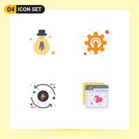 Stock element Icon Pack of 4 Line Signs and Symbols for bulb development cogwheel mechanism energy Editable element Design Elements vector