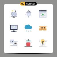 Set of 9 Commercial Flat Colors pack for imac monitor wash computer quicklinks Editable element Design Elements vector