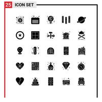 Pack of 25 creative Solid Glyphs of space files office education offer Editable element Design Elements vector