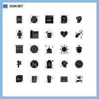 25 Universal Solid Glyphs Set for Web and Mobile Applications knowledge management box file site Editable element Design Elements vector