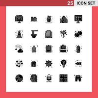Universal Icon Symbols Group of 25 Modern Solid Glyphs of business building clinic education summer Editable element Design Elements vector
