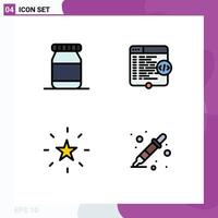 Set of 4 Commercial Filledline Flat Colors pack for bottle performance html coding color picker Editable element Design Elements vector
