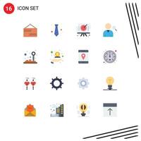 Modern Set of 16 Flat Colors and symbols such as control pad user tie search target Editable Pack of Creative element Design Elements vector