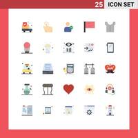 Mobile Interface Flat Color Set of 25 Pictograms of air clothes man baby flag Editable element Design Elements vector