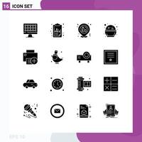 16 Universal Solid Glyphs Set for Web and Mobile Applications devices add night phirni india Editable element Design Elements vector