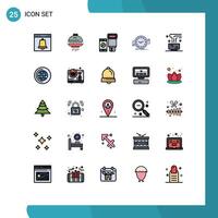Modern Set of 25 Filled line Flat Colors and symbols such as time clockwise ufo clock scan Editable element Design Elements vector