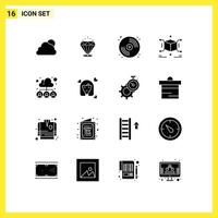 16 Universal Solid Glyphs Set for Web and Mobile Applications group box cd puzzle cube Editable element Design Elements vector