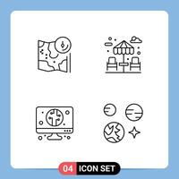 4 Line concept for Websites Mobile and Apps map computer track water planet Editable element Design Elements vector