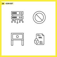 4 Universal Filledline Flat Colors Set for Web and Mobile Applications database server interior ban end banking Editable element Design Elements vector