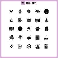 Mobile Interface Solid Glyph Set of 25 Pictograms of hardware devices target computers eyeball Editable element Design Elements vector