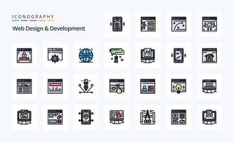 25 Web Design And Development Line Filled Style icon pack vector