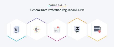 Gdpr 25 Flat icon pack including gdpr secure law gdpr page vector